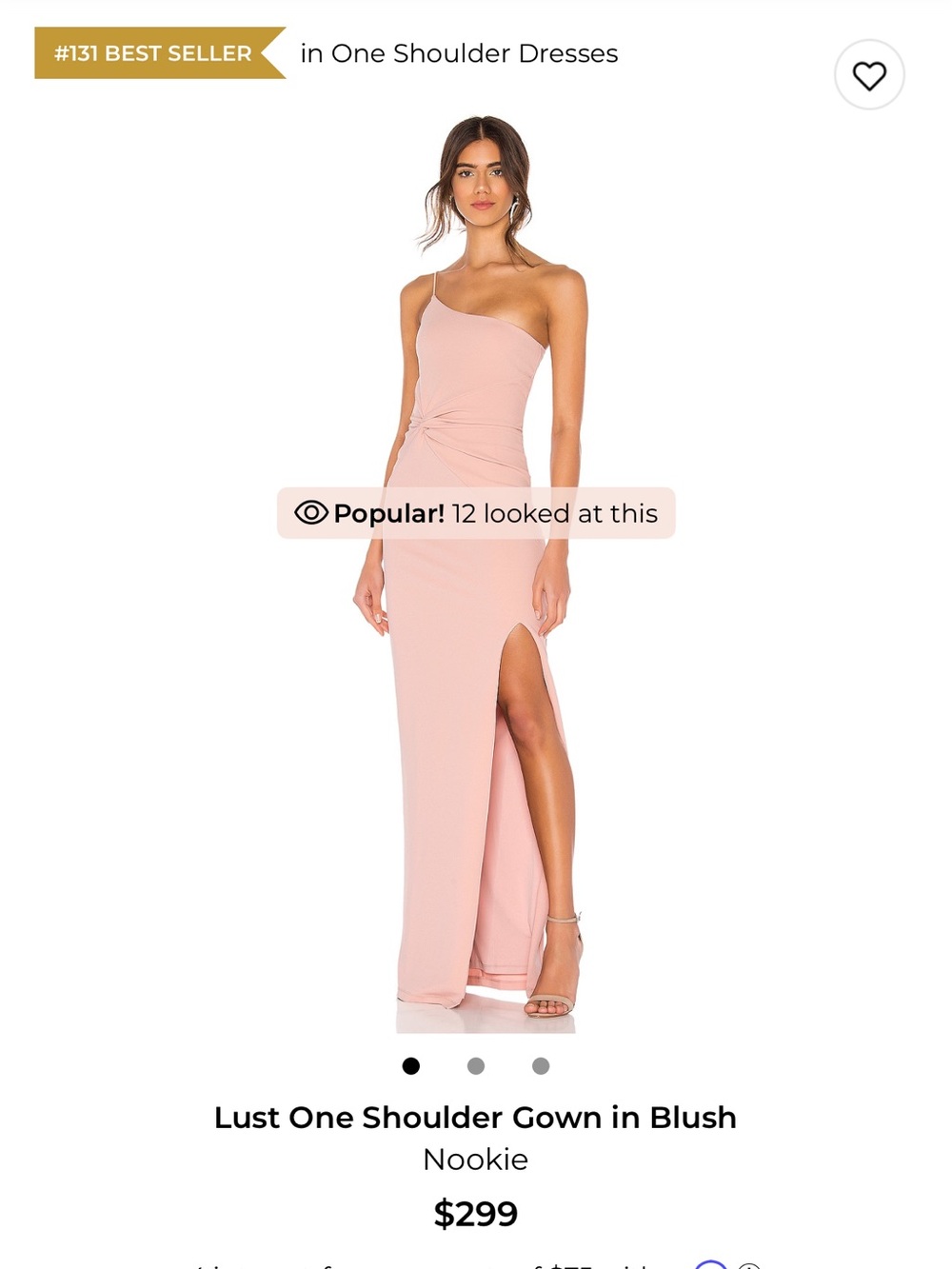 Nookie Lust One-Shoulder Gown in Blush